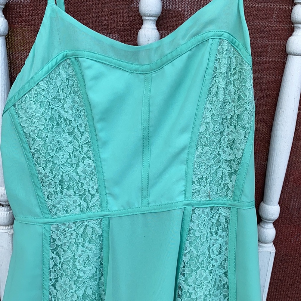 Mint green dress with lace details